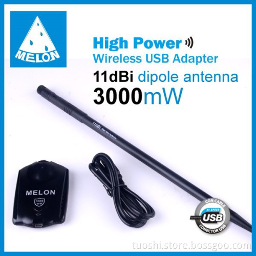 150Mbps 2.4GHz USB 2.0 interface and 11dBi indoor 3000mW high power usb wifi